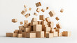 © Studios - image conceptual box 3d cardboard background white re pile lot falling flying three-dimensional brown storage closed isolated delivery shipping reusing deliver crate