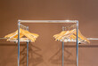 © Mariakray - Hangers on metal rack with no clothes in cloakroom
