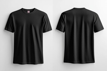 Black Tshirt Mockup Front and Back Isolated created with Generative AI