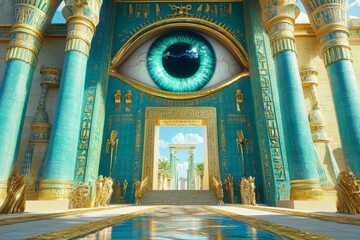 Stock image of an eye of Horus, wedjat eye or udjat eye at the entrance to the temple of the Pharaohs.