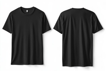 Black Tshirt Mockup Front and Back Isolated created with Generative AI