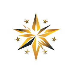 Wall Mural - A large gold star with smaller stars around it.