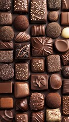 A delightful assortment of luxurious chocolates showcasing diverse shapes and textures, perfect for indulging or gifting on special occasions.