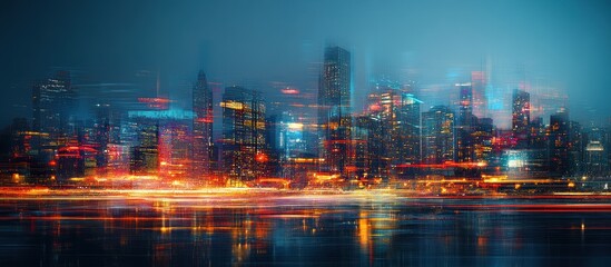 Wall Mural - Cityscape Lights and Reflections at Night