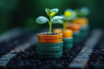 Green Shoots Growing from Coins