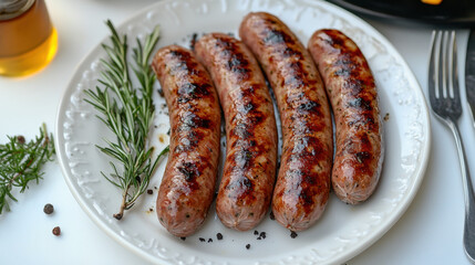 Poster - Grilled Sausages on Plate.