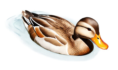 Wall Mural - Swimming Mallard Duck in Water  on a transparent background