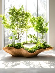 Poster - Indoor Tree in a Wooden Planter