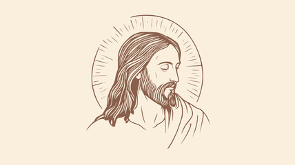 thin line icon of jesus christ, logo, vector