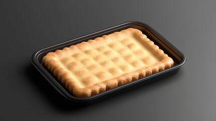 A close up of a biscuit in a plastic container