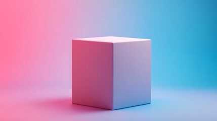 Poster - A white cube is sitting on a blue background