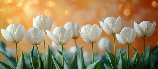 Poster - White Tulips with Bokeh Background