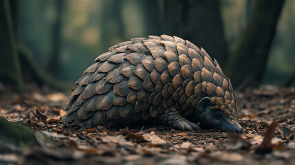 Wall Mural - Pangolin in the Forest: A Close-up of a Scaly Creature