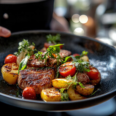 Wall Mural - Grilled Steak & Potatoes.