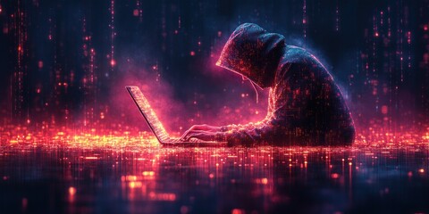 Wall Mural - Hacker in a Digital World