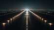 © happysunstock - Glowing Skies: Mesmerizing Illuminated Airport Runway at Night Capturing the Beauty of Travel and High Luminosity in Stunning 8K Resolution, Generative Ai