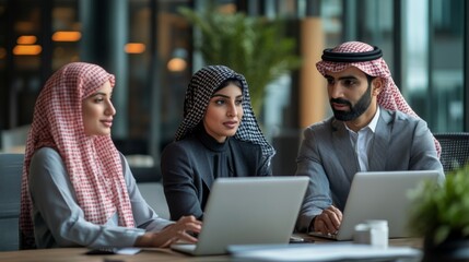 Wall Mural - Business meeting in modern Middle Eastern office