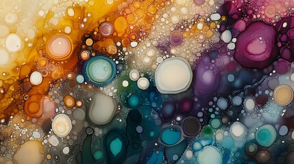 Wall Mural - abstract colorful swirls and circles artistic resin art background