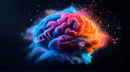 Wall Mural - Colorful Brain Explosion in Dust Cloud