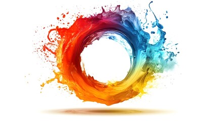 Wall Mural - Abstract Colorful Paint Splash Circle