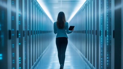 Wall Mural - Woman in Server Room