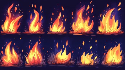 Sticker - Animation of Various Stages of Fire