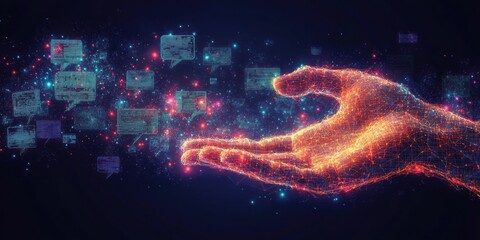 Wall Mural - Digital Hand Holding Communication