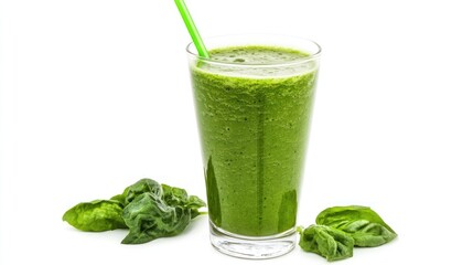 Wall Mural - Refreshing Green Smoothie with Basil Garnish