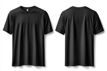 Canvas Print - Black Tshirt Mockup Front and Back Isolated created with Generative AI