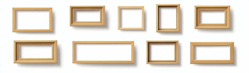 picture frames isolated on white background gold vintage set