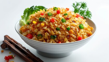 Wall Mural - Fried rice is a typical Indonesian food, prepared with traditional spices