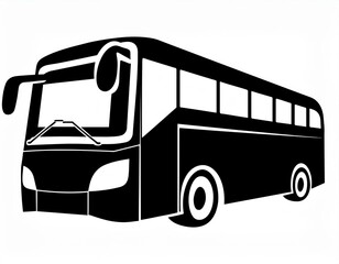 Wall Mural - schwarze Silhouette Kontrast Bus Icon, isoliert auf weißen Hintergrund, Freisteller