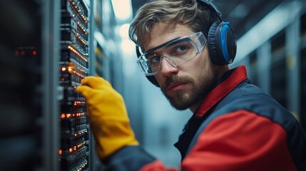 Sticker - Technician Working in Server Room