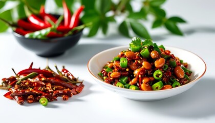 Wall Mural - Spicy tempeh concoction with traditional spices is a typical Asian food, especially Southeast Asia