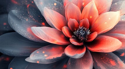 Wall Mural - Vibrant Red Flower with Shimmering Petals