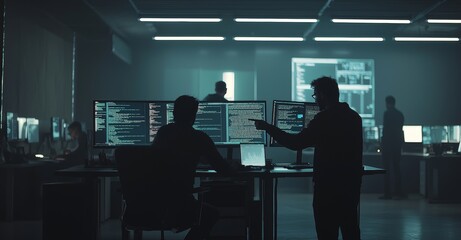 Leinwandbilder - Collaborative Industrial Technological Projects by Diverse Young Colleagues in a Research Laboratory. Female Colleague Asks a Male Software Developer's Advice.