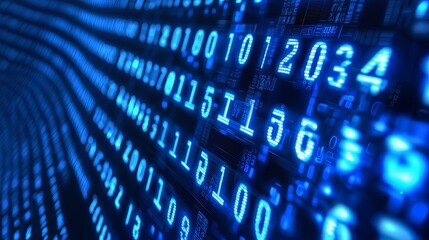 Fototapete - Blue background with white binary code.