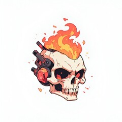 Poster - Flaming Skull Illustration