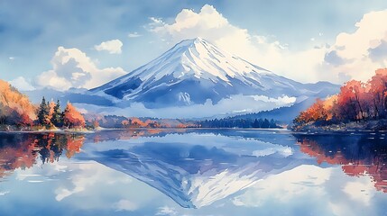 Wall Mural - Mount Fuji Reflection in a Serene Lake