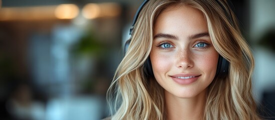 Poster - Beautiful Woman With Headphones