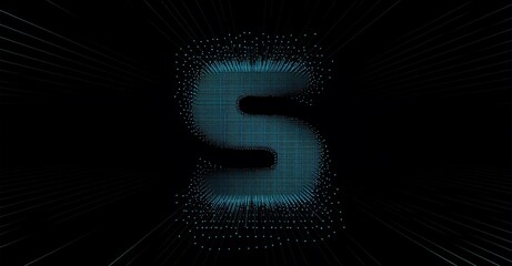 Leinwandbilder - A blue aquamarine square rectangle background made up of animated lines and dots, particles, blend mode, and a FUI element. abstract molecules. 3D image.