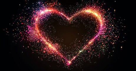 Leinwandbilder - This is an abstract image of hearts with pink red backgrounds from animated lines and dots, particles. It is a 4K, FUI element. This is an abstract geometric background created from abstract