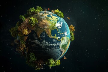 Poster - Concept of world environment and earth day with globe, nature, and eco-friendly environment. 