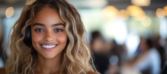 Poster - Smiling Woman with Headphones