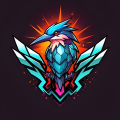 Sticker - Stylized Bird with Wings Emblem