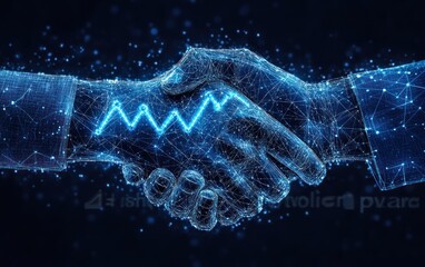 Wall Mural - Digital Handshake: Symbolizing Growth and Partnership