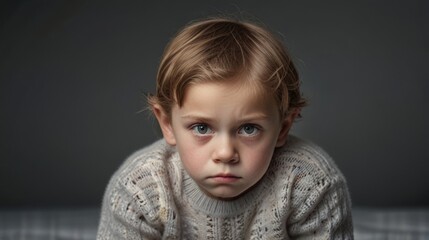 Unhappy child looking at camera.