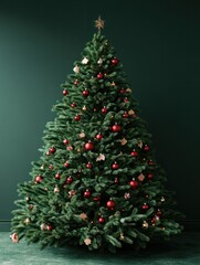 Wall Mural - beautiful winter christmas tree with copy space