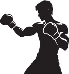 A strong boxer silhouette vector illustration isolated on a white background