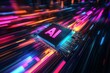 © Kenny - Futuristic ai chip with neon lights and digital data stream